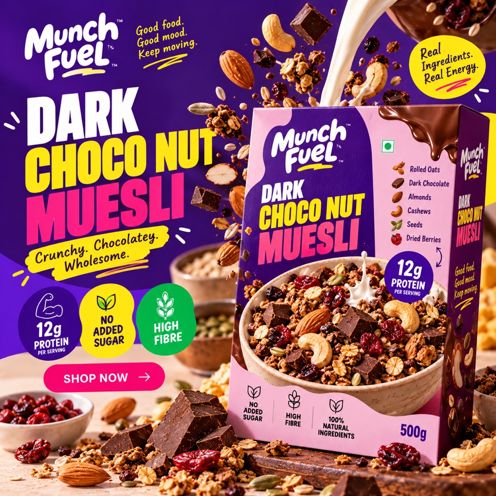 Dark Choco Nut Muesli campaign creative